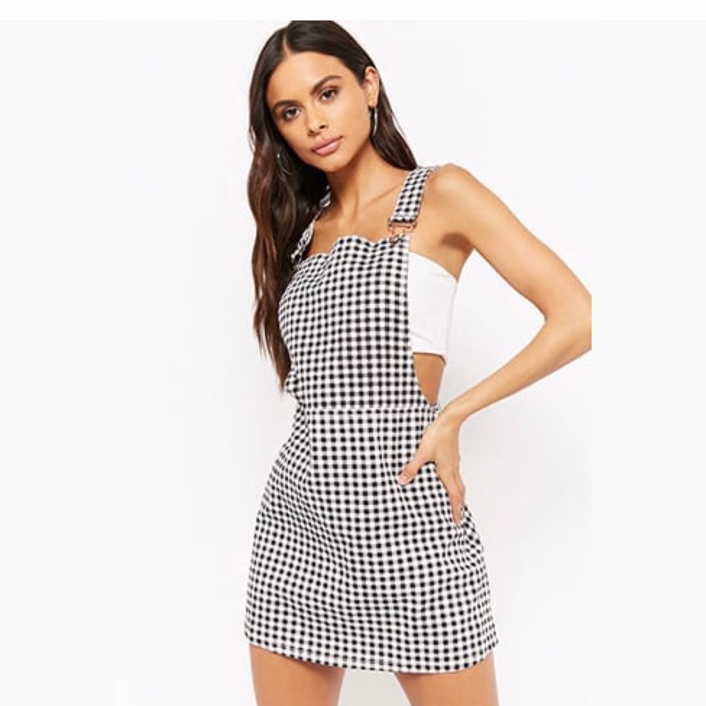 Houndstooth Denim Overall Dress